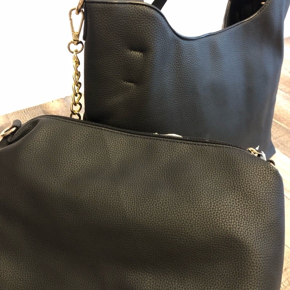 Jet Black and Gold Chain Marc New York by Marc Andrew Handbag Purse With Insert - Picture 11 of 12